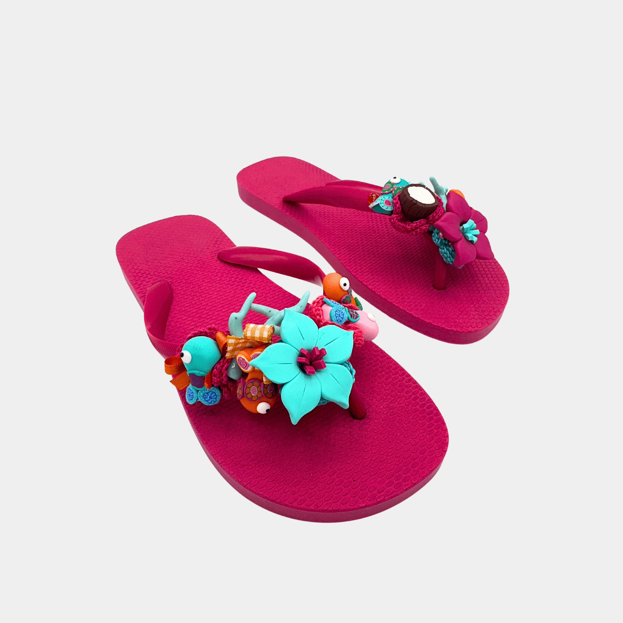 Flip flops fucsia con fiori, coralli e pesciolini - Fashion Loft