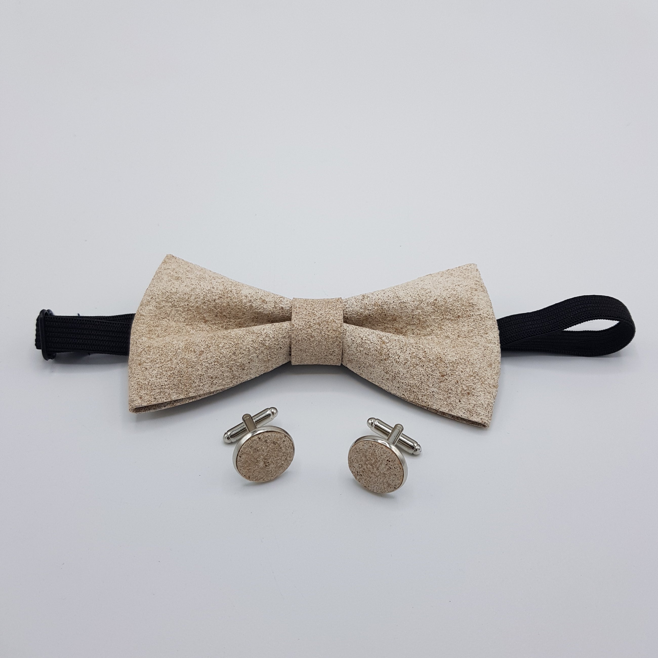 Set Papillon e Gemelli in Sughero Stone Elegance con Scatola di Latta