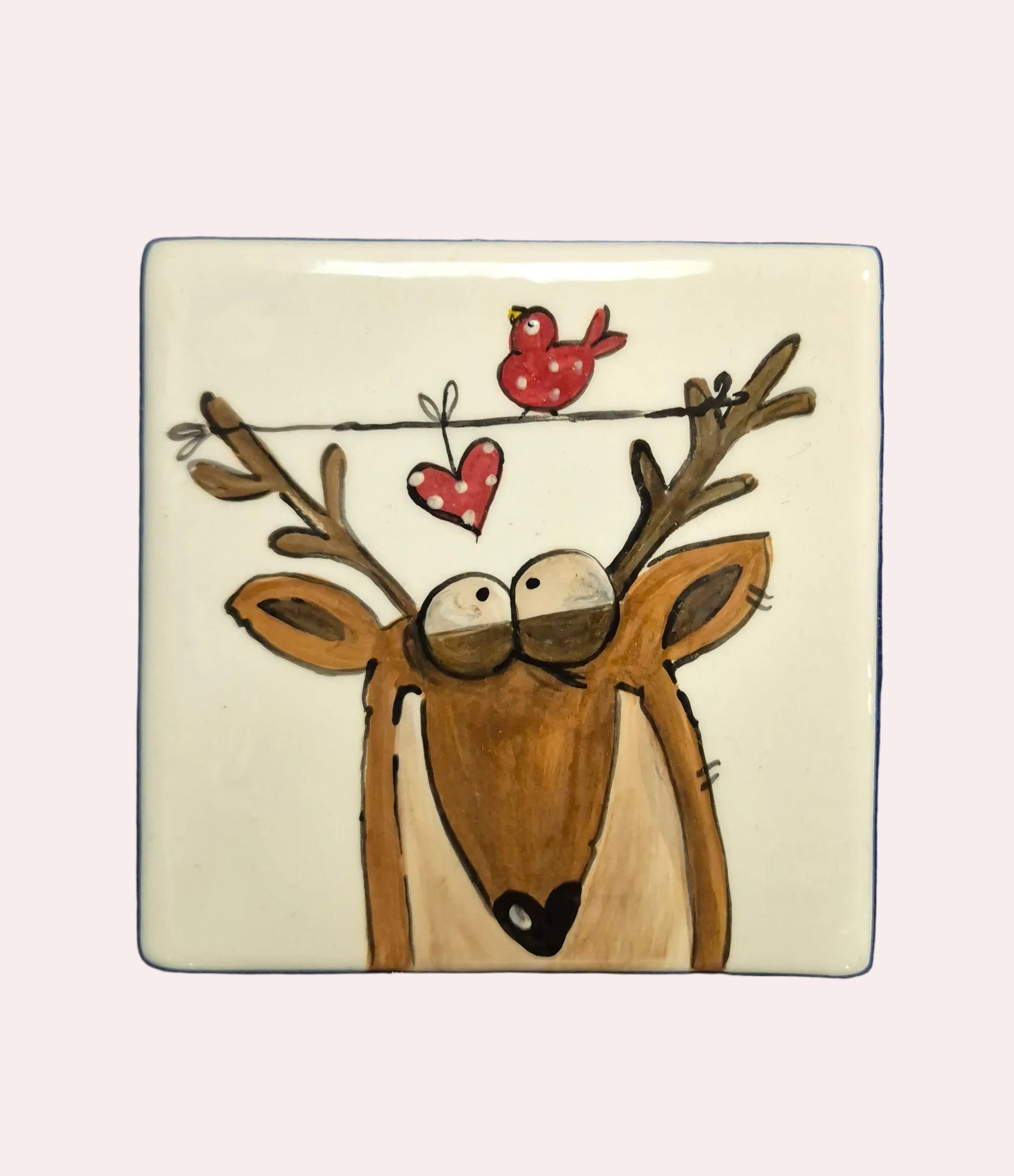 Piastrella - Renna con Uccellino