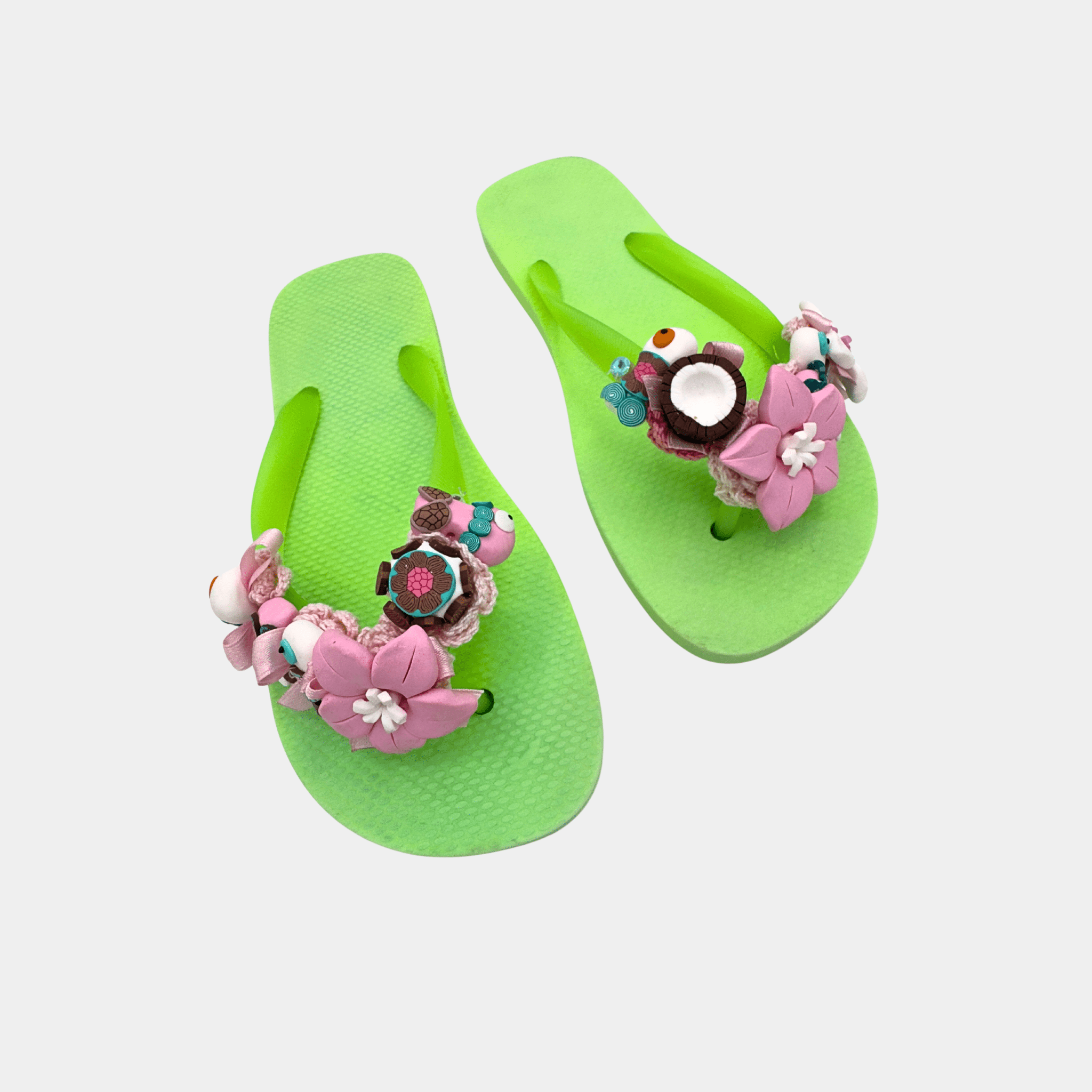 Flip flops verdi cocco e fiori - Fashion Loft