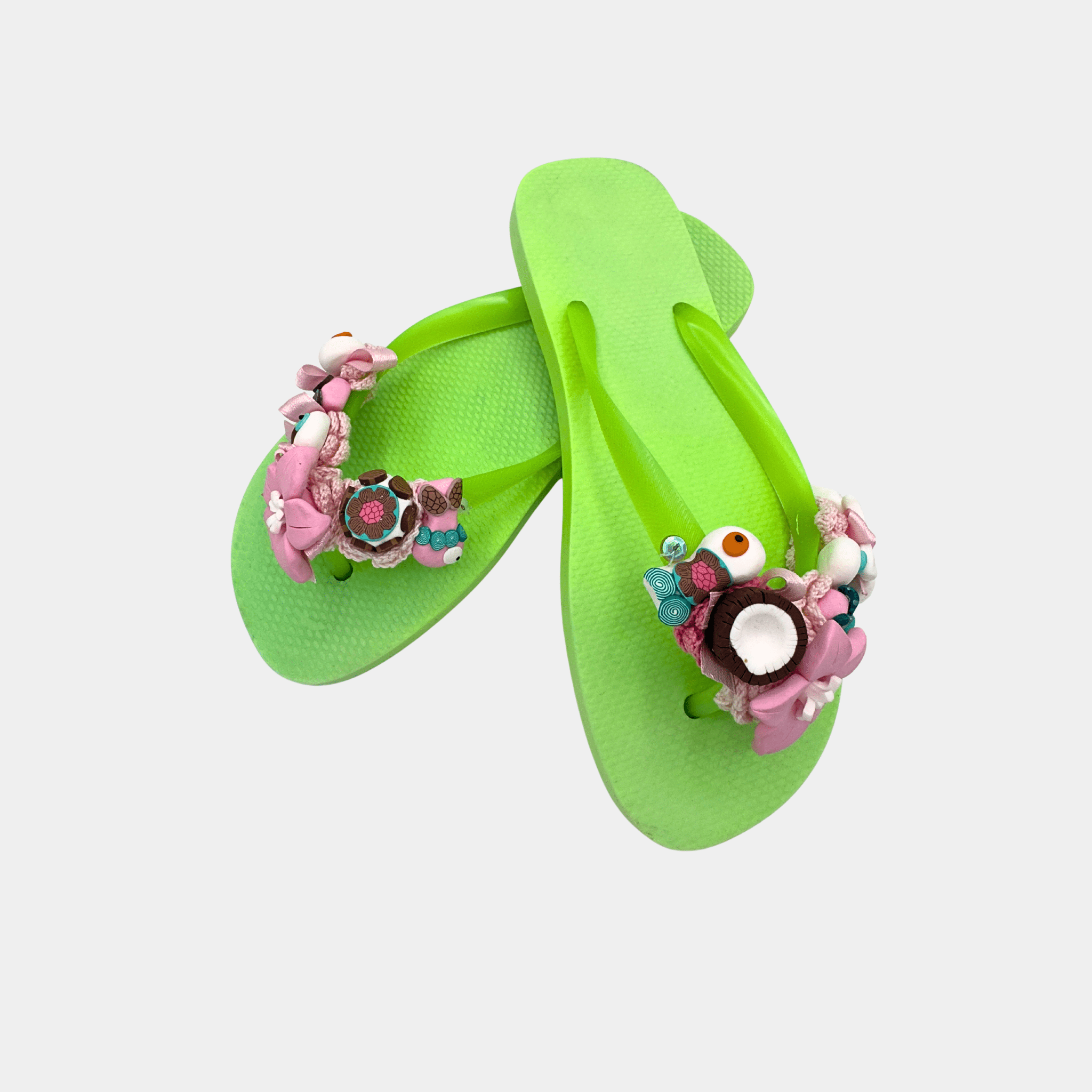 Flip flops verdi cocco e fiori - Fashion Loft