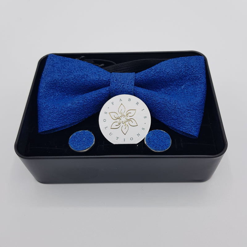 Set Papillon e Gemelli in Sughero Cobalt Dream con Scatola di Latta