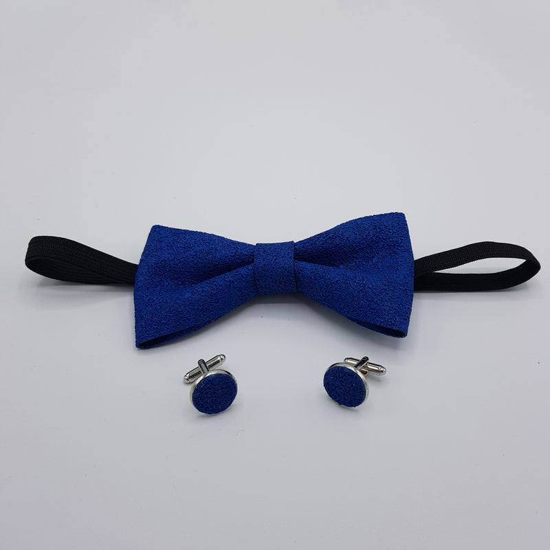 Set Papillon e Gemelli in Sughero Cobalt Dream con Scatola di Latta