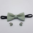 Set Papillon e Gemelli in Sughero Sage Whisper con Scatola di Latta