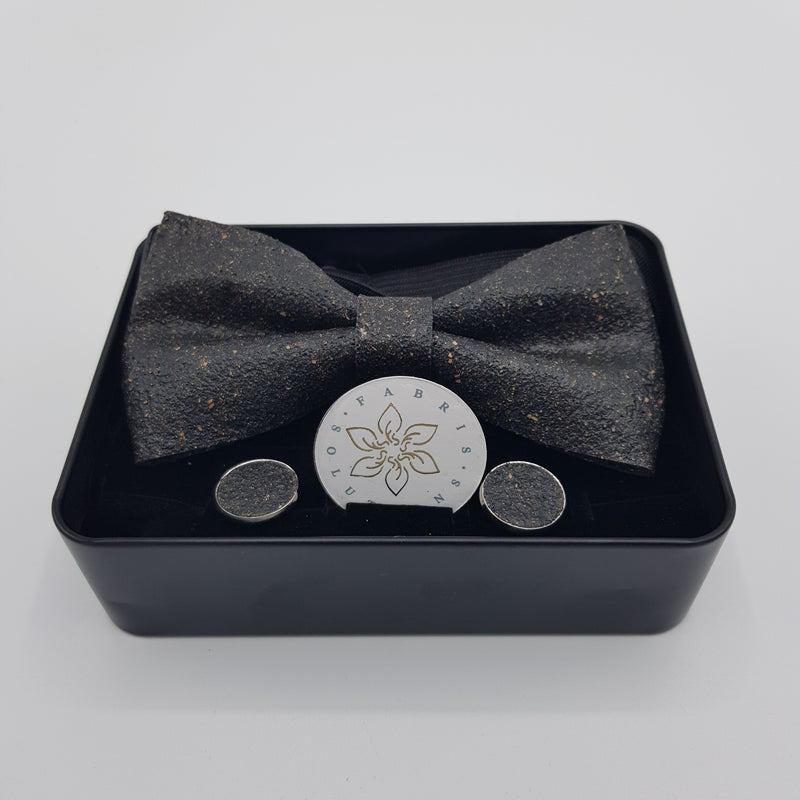 Set Papillon e Gemelli in Sughero Black Velvet con scatola di latta