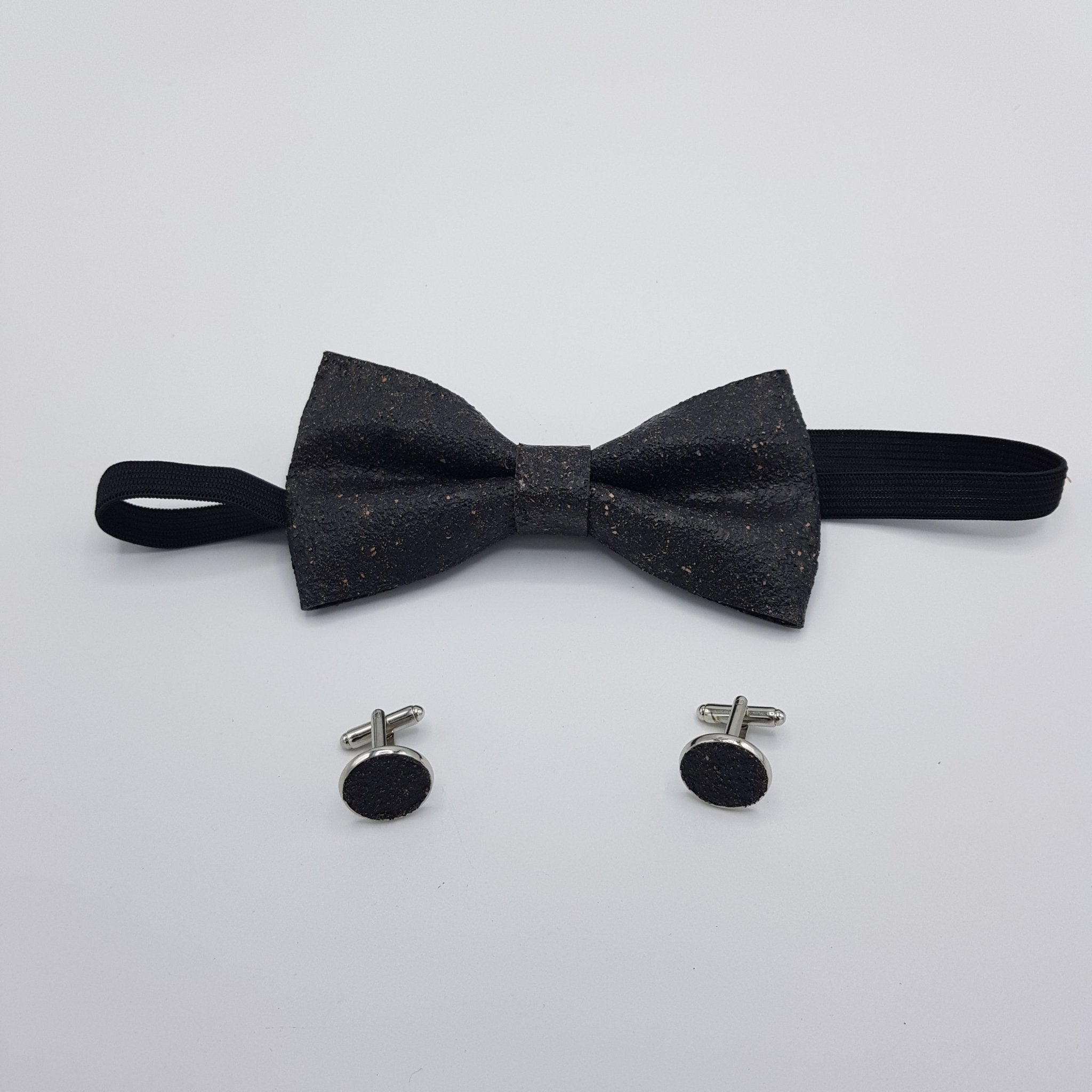 Set Papillon e Gemelli in Sughero Slate Charm con Scatola di Latta - Fashion Loft