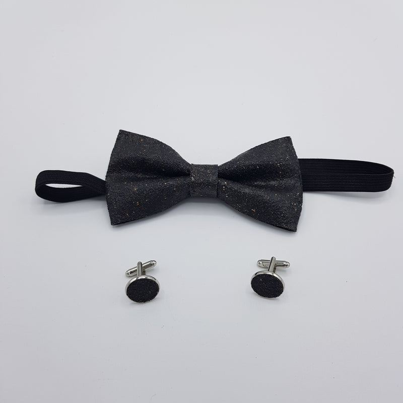 Set Papillon e Gemelli in Sughero Slate Charm con Scatola di Latta