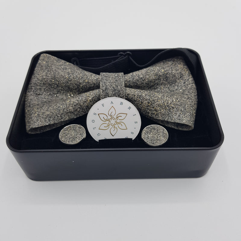Set Papillon e Gemelli in polvere di marmo Lunar Glow con Scatola di Latta