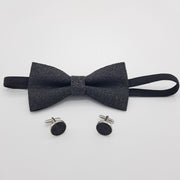 Set Papillon e Gemelli in Sughero Black Velvet con scatola di latta - Fashion Loft