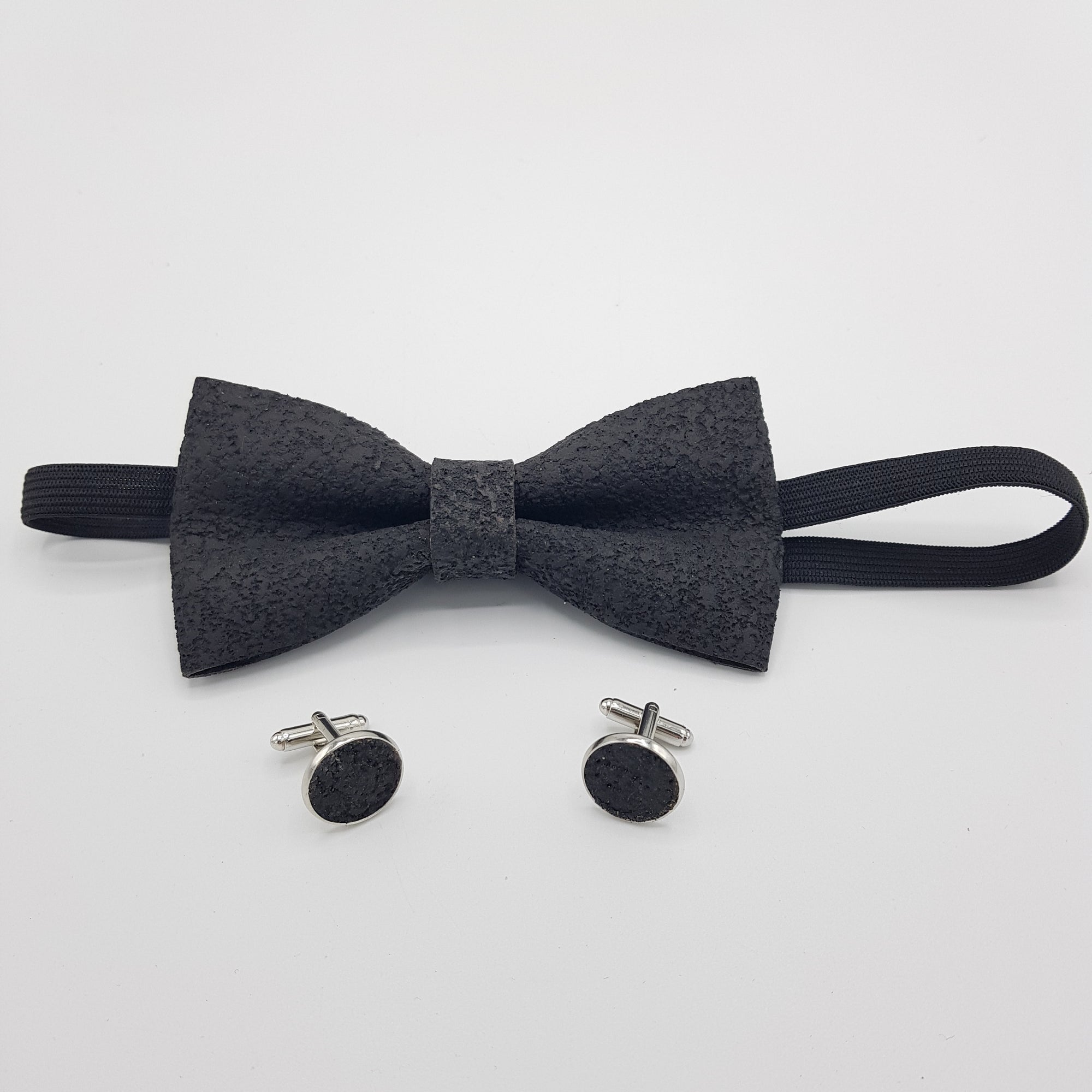 Set Papillon e Gemelli in Sughero Black Velvet con scatola di latta