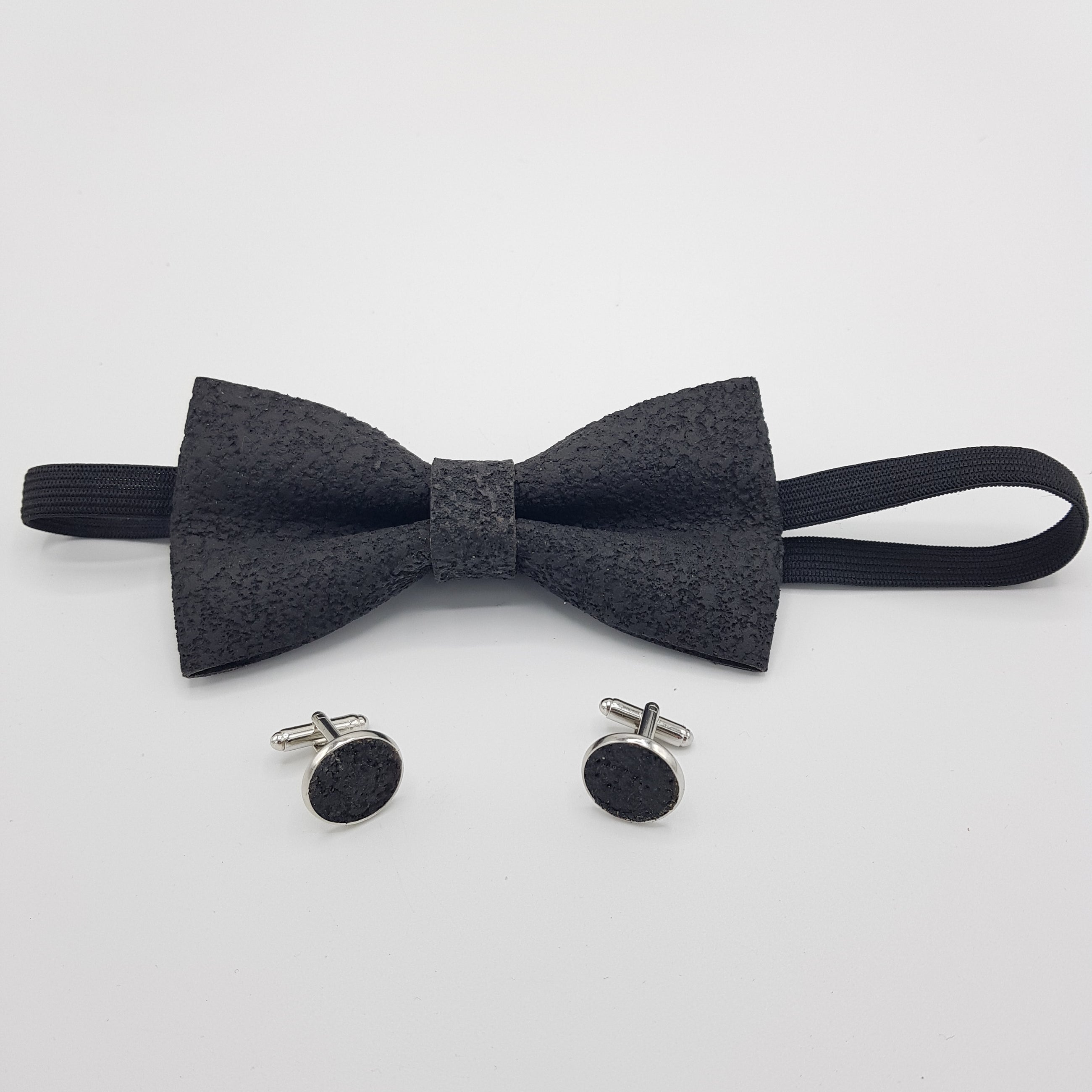 Set Papillon e Gemelli in Sughero Black Velvet con scatola di latta