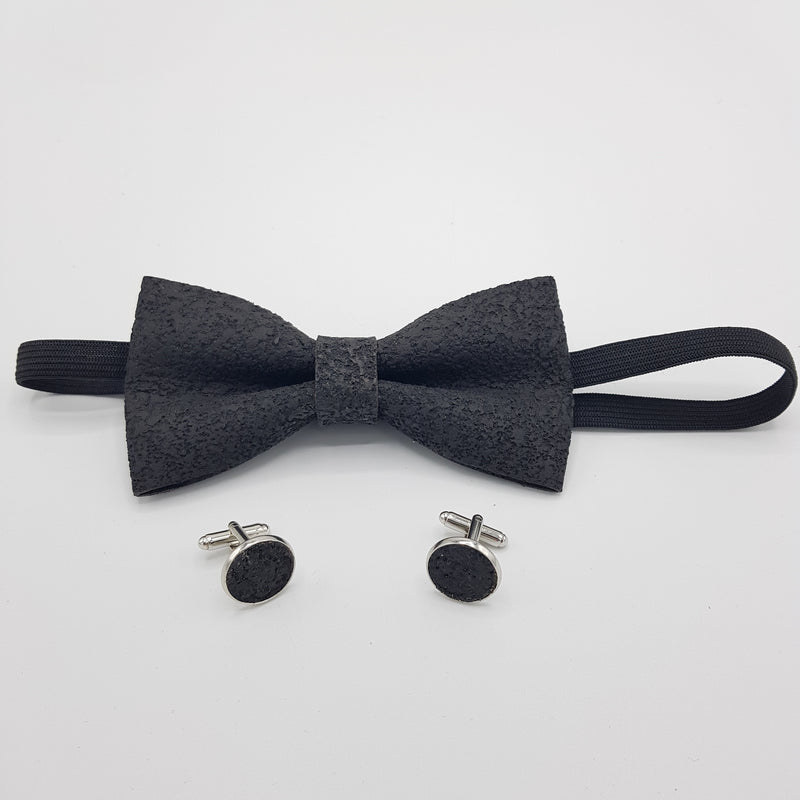 Set Papillon e Gemelli in Sughero Black Velvet con scatola di latta