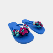 Flip flops bluette con fiori e pesci fucsia - Fashion Loft
