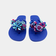 Flip flops blu elettrico con coralli e pesci colorati - Fashion Loft