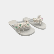 Flip flops bianche con rose e colombina - Fashion Loft