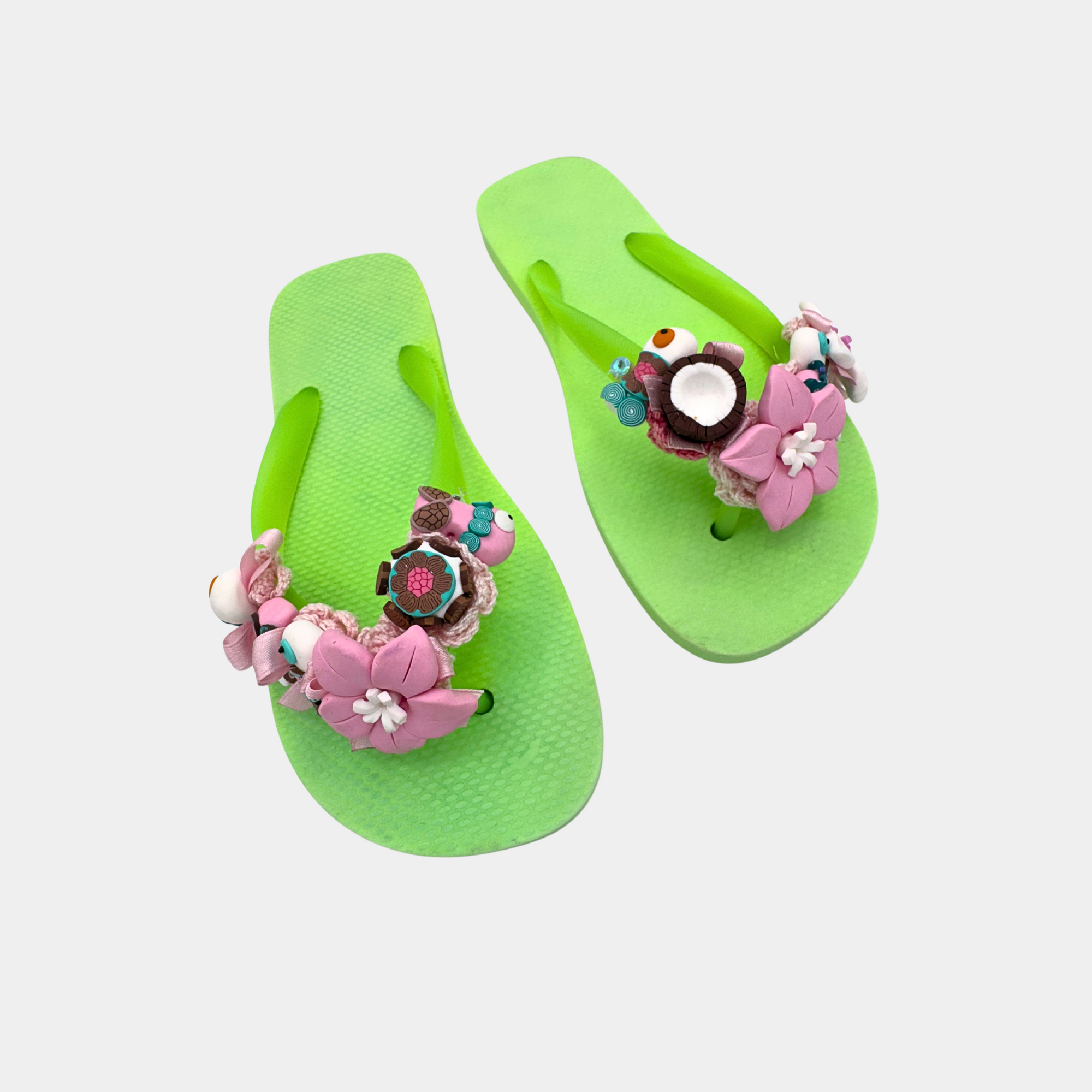 Flip flops verdi cocco e fiori