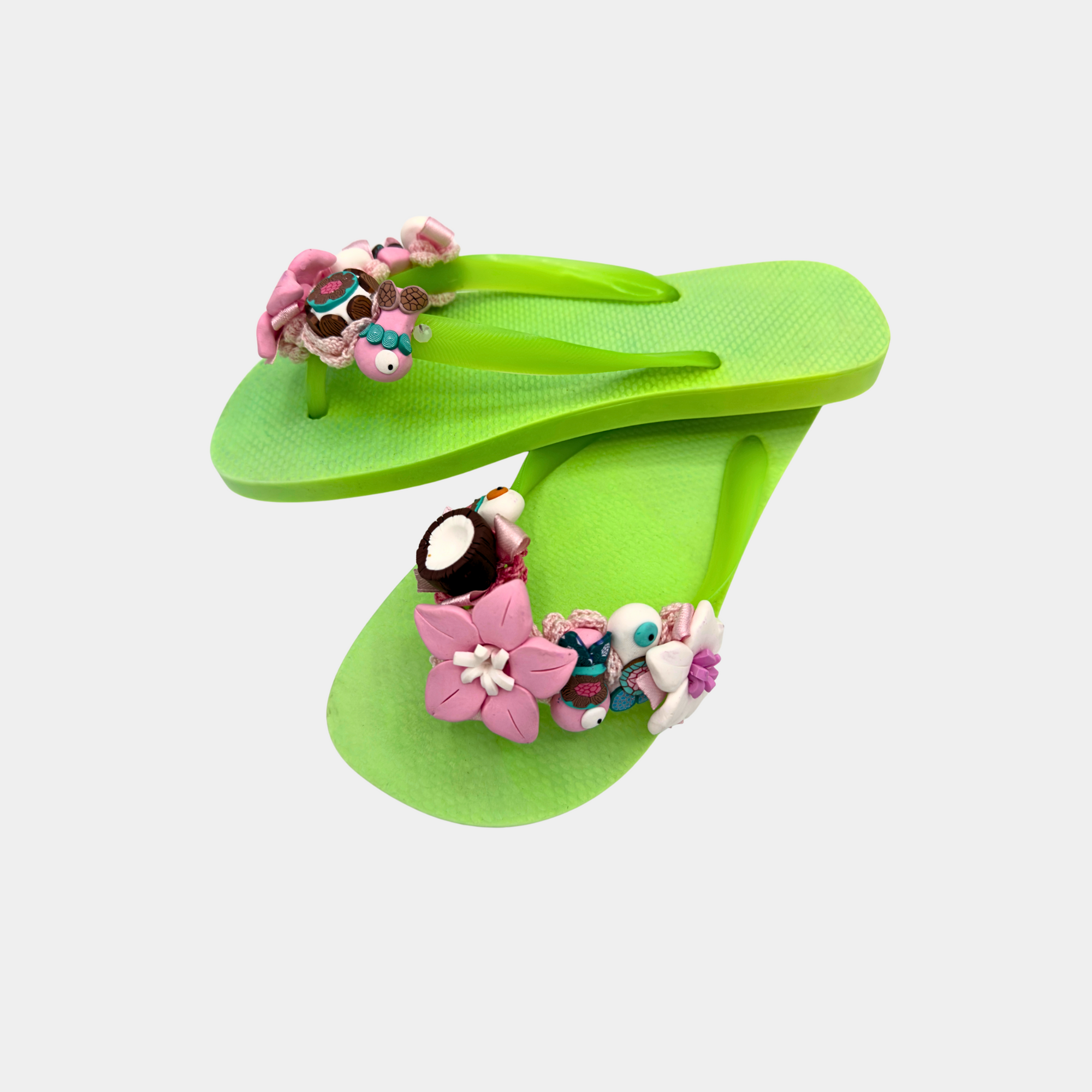 Flip flops verdi cocco e fiori