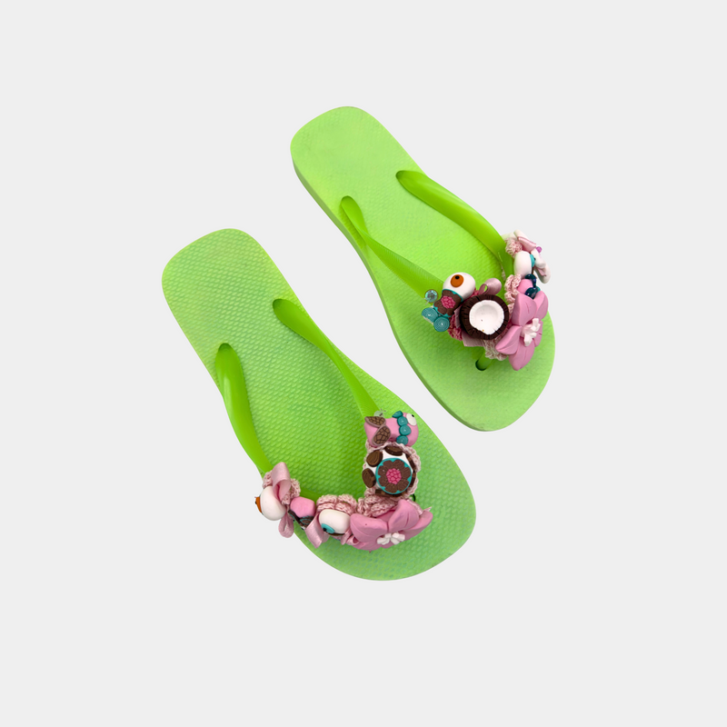 Flip flops verdi cocco e fiori