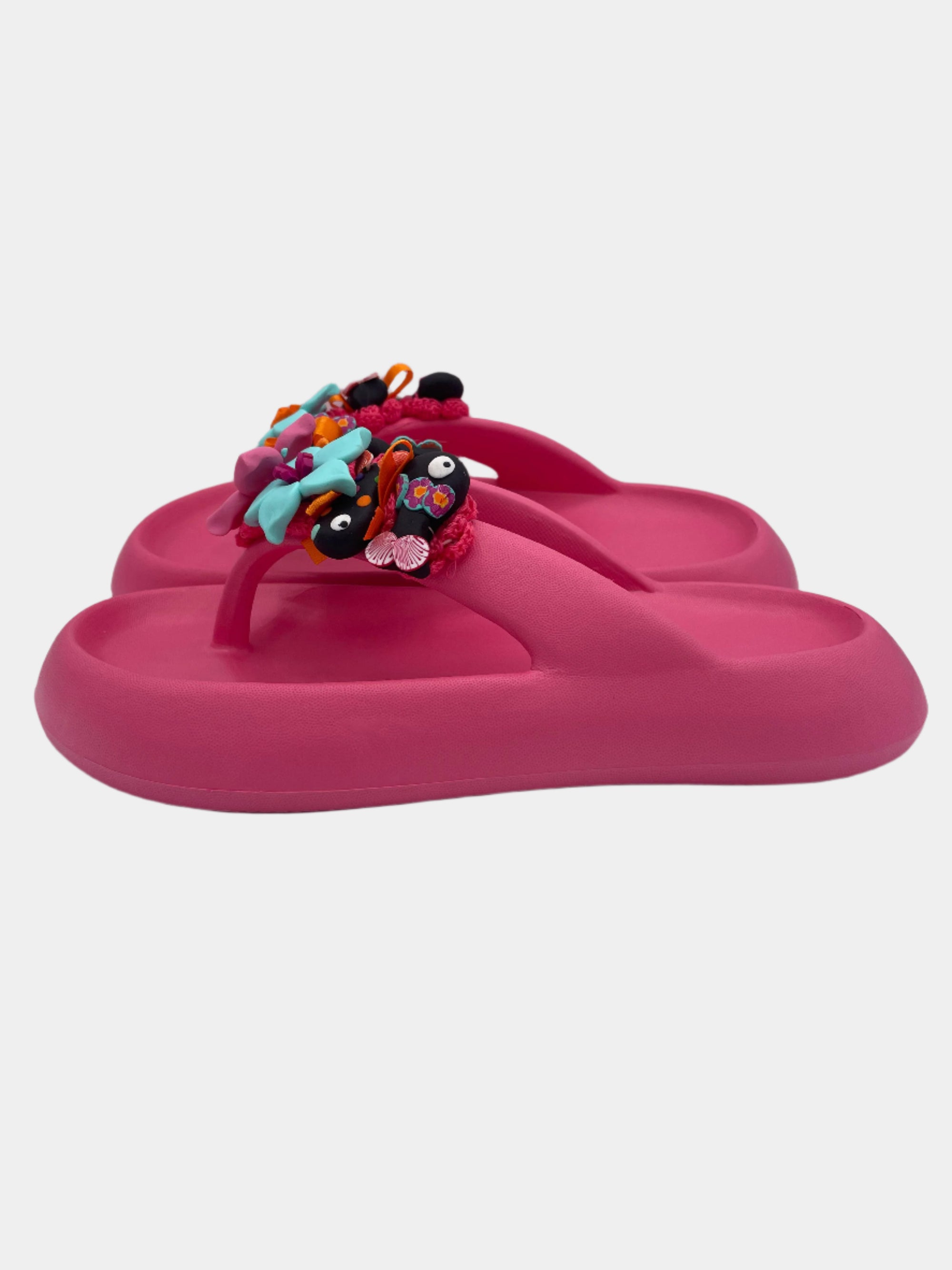 Flip-Flops modello alto, fucsia con fiori e pesci