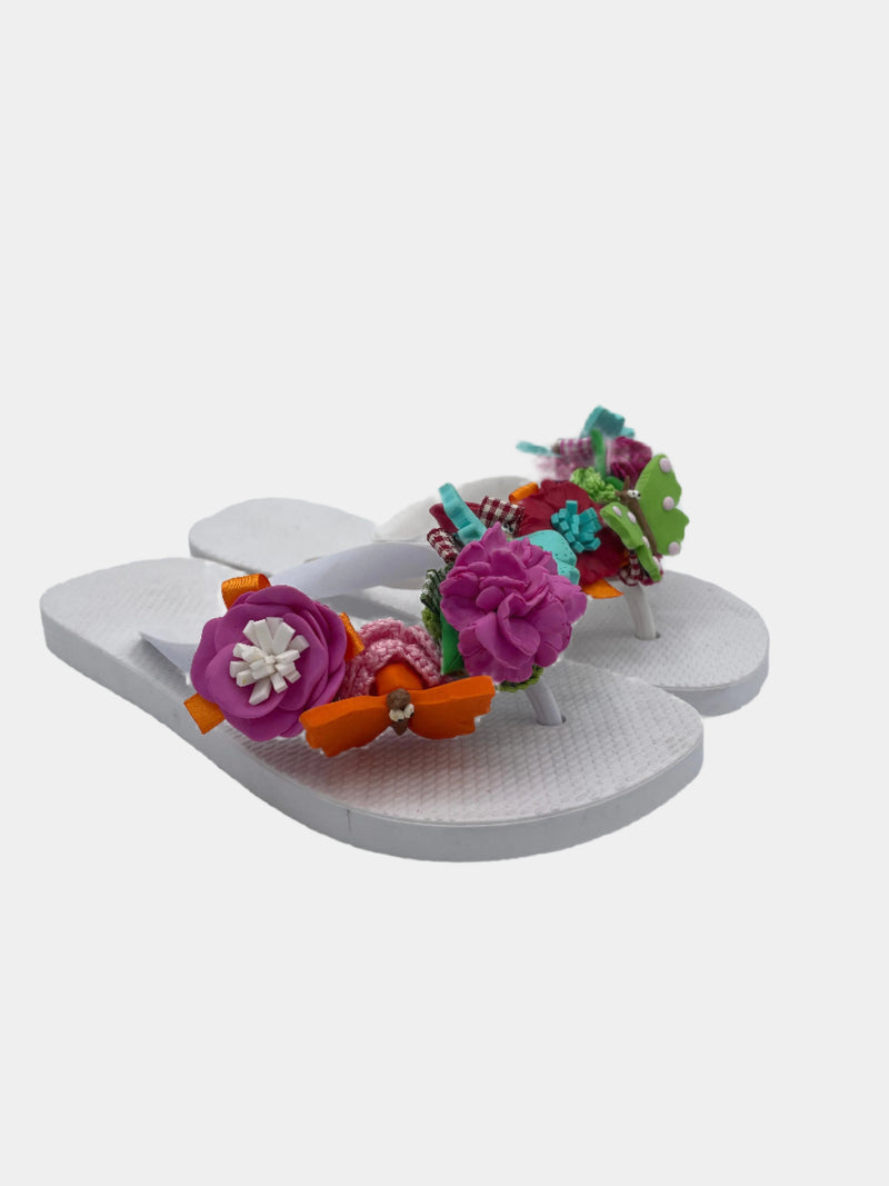 Flip Flops bianche con farfalle e fiori