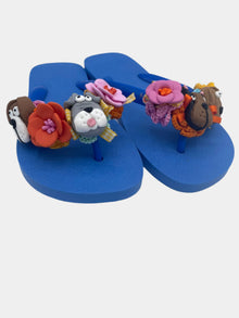 Flip-Flops Bluette con Pets e Fiori