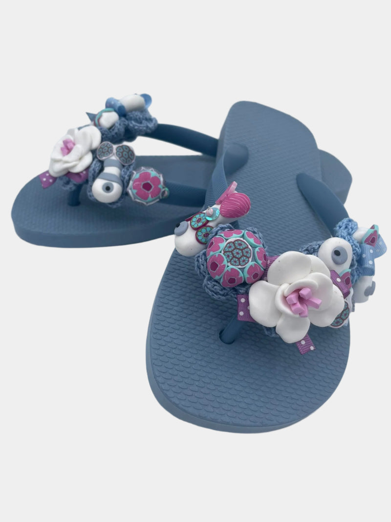 Flip flops carta da zucchero con fiori e pesciolini