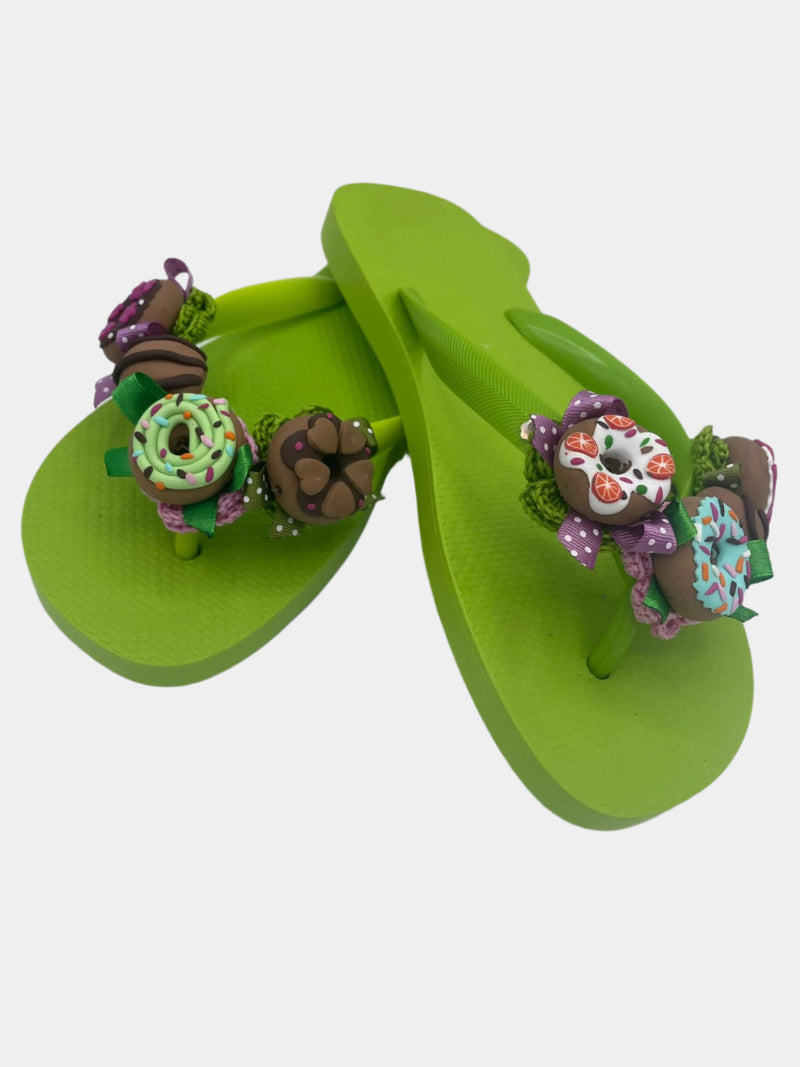 Flip-Flops Verdi con ciambelle Donuts