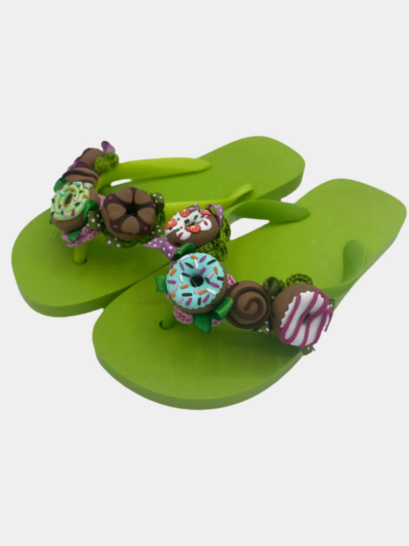 Flip-Flops Verdi con ciambelle Donuts