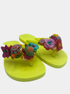 Flip flops giallo neon con tartarughe e fiori