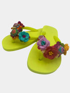 Flip flops giallo neon con tartarughe e fiori