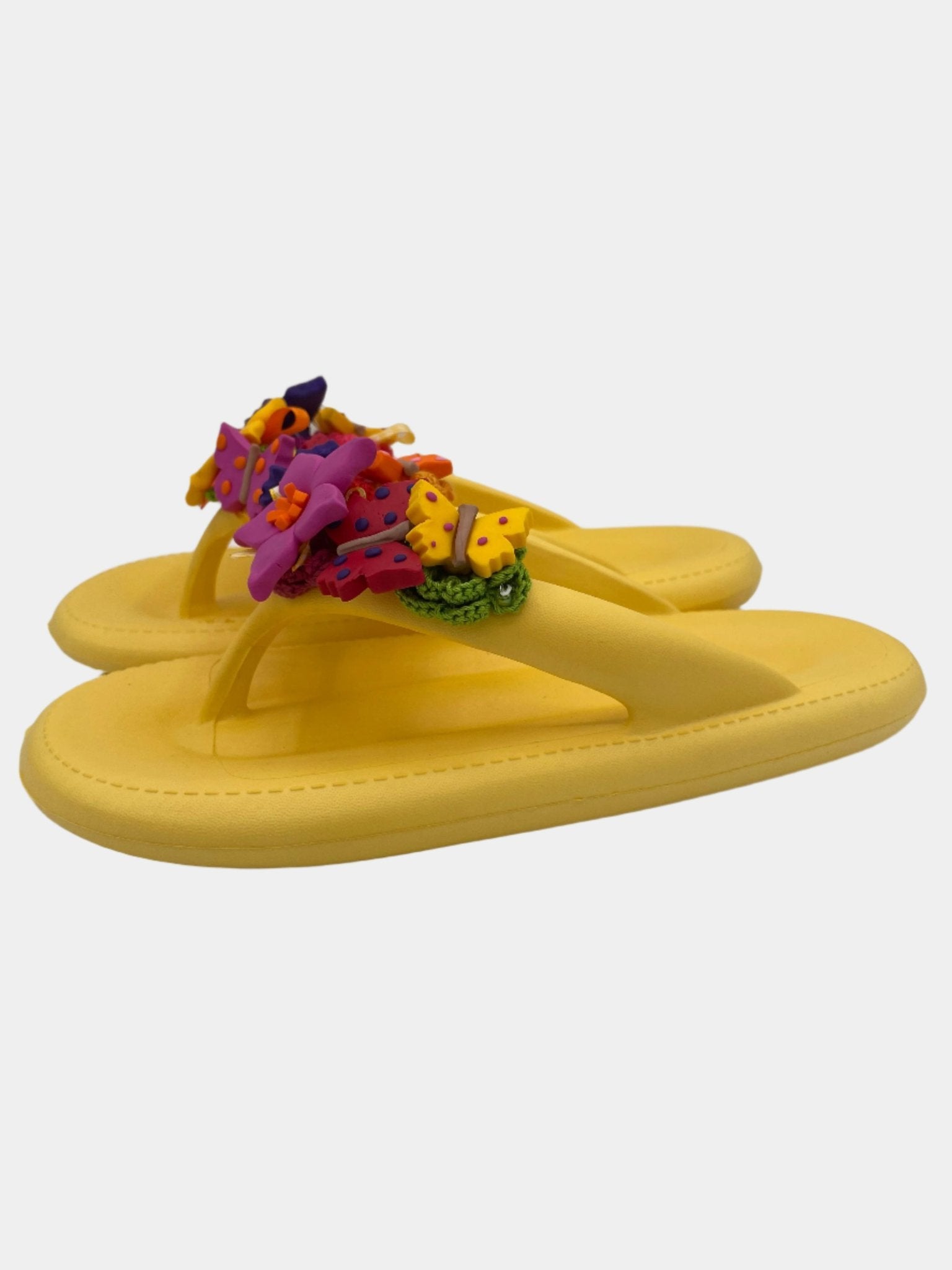 Flip - Flops modello platform gialle con farfalle e fiori - Fashion Loft