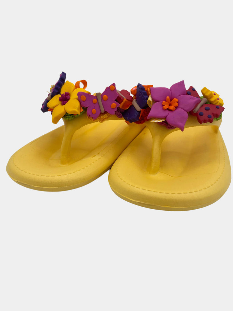 Flip-Flops modello platform gialle con farfalle e fiori