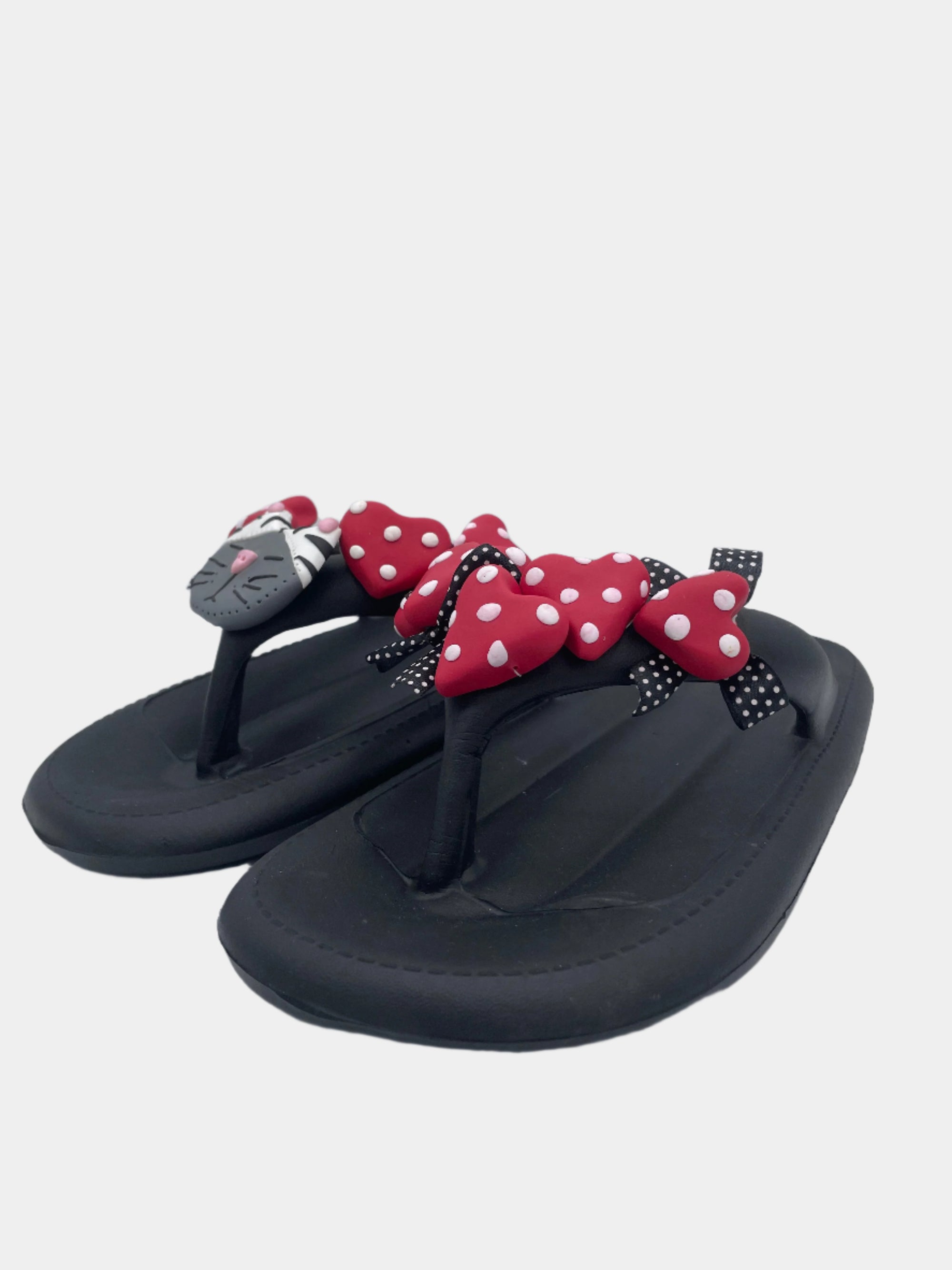 Flip-Flops modello platform nere con gattone e cuori