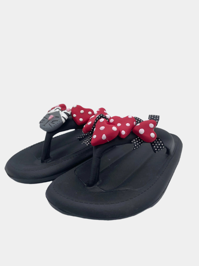 Flip-Flops modello platform nere con gattone e cuori
