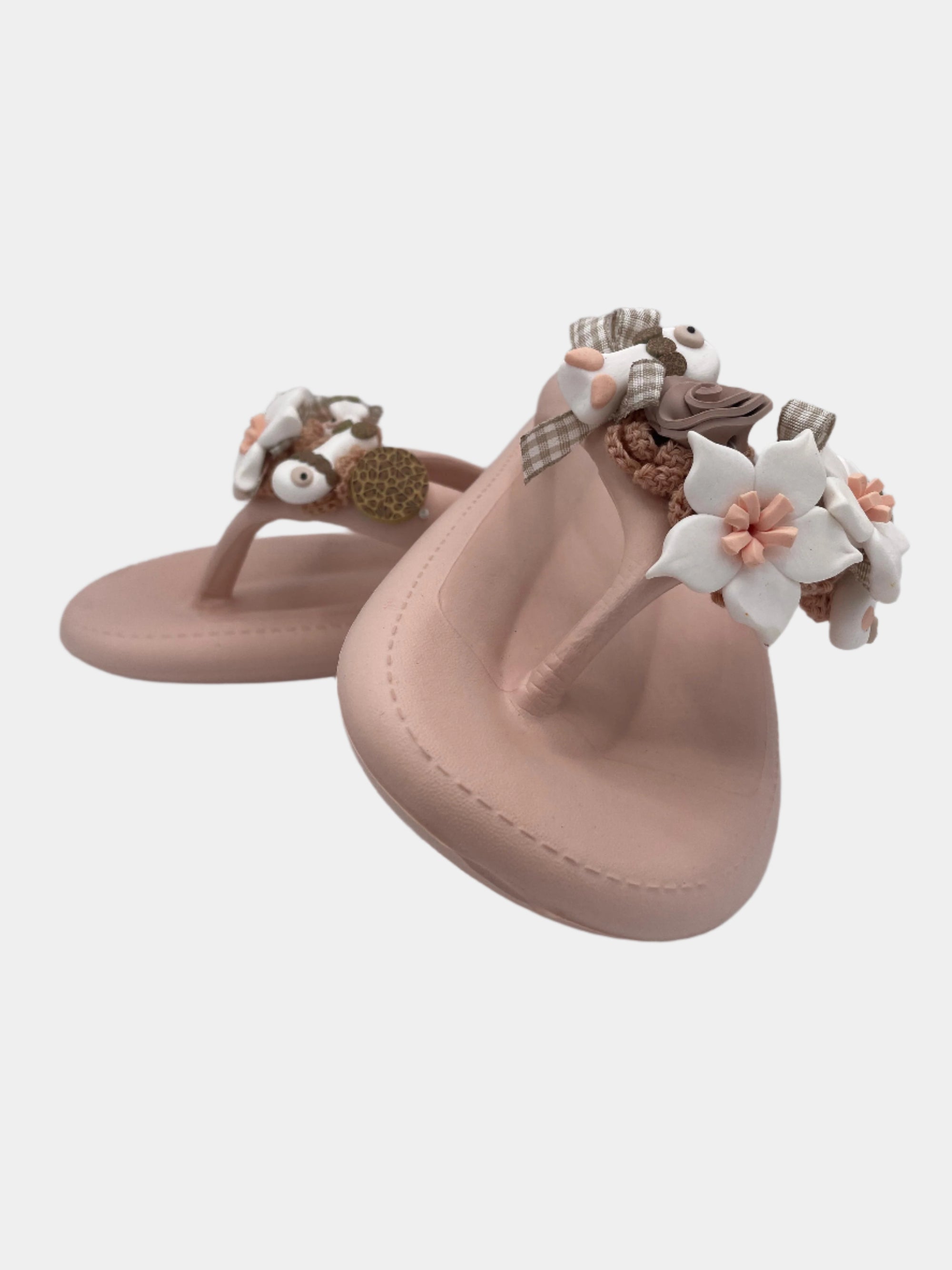 Flip-Flops modello platform rosa cipria con pesci e fiori