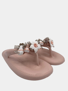 Flip-Flops modello platform rosa cipria con pesci e fiori