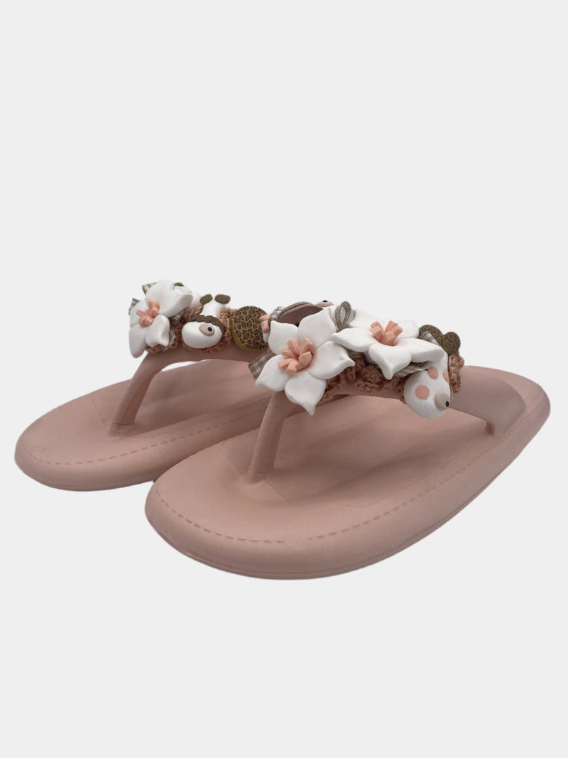 Flip-Flops modello platform rosa cipria con pesci e fiori