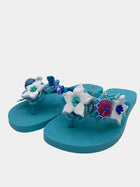 Flip-Flop turchese con fiori e pesci
