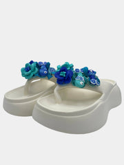 Flip - Flops modello platform alta bianca con fiori e pesci - Fashion Loft