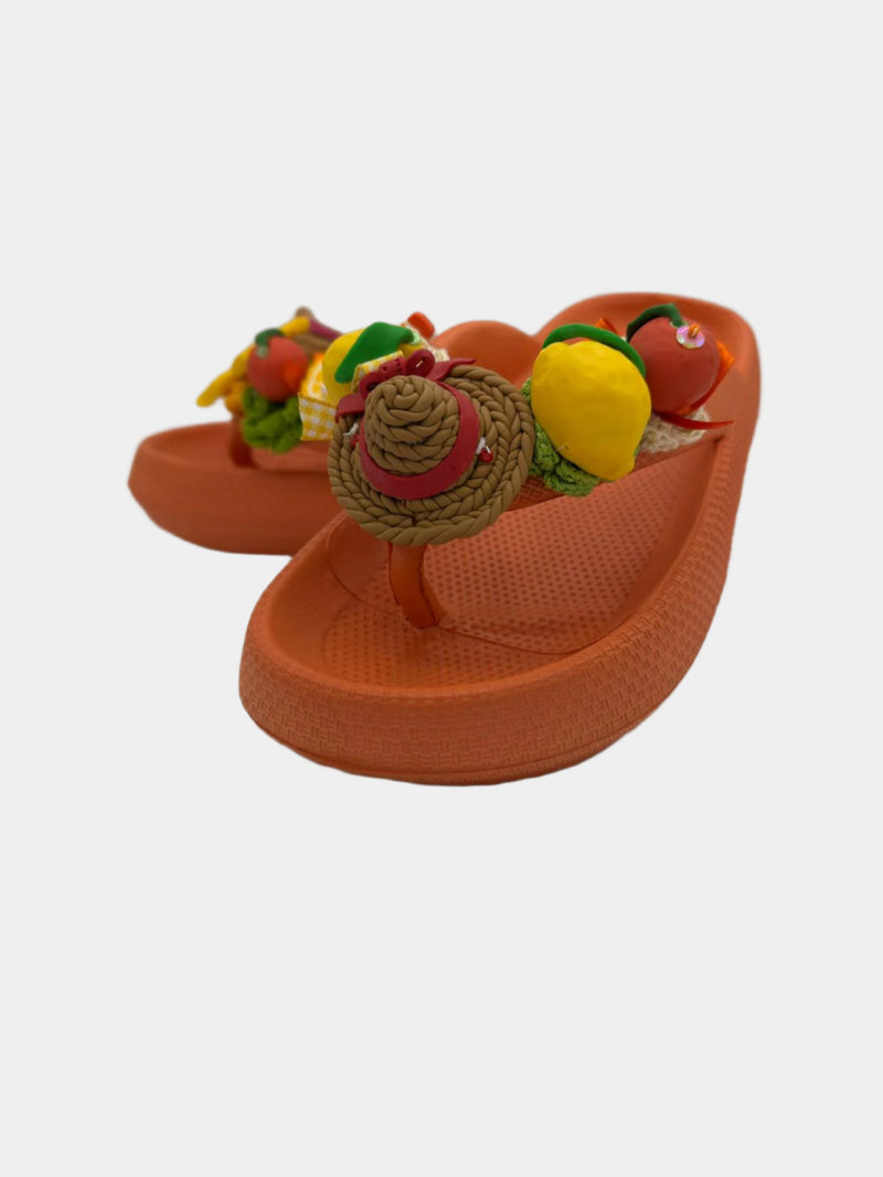 Flip-Flops modello alta color marrone con agrumi e zagara
