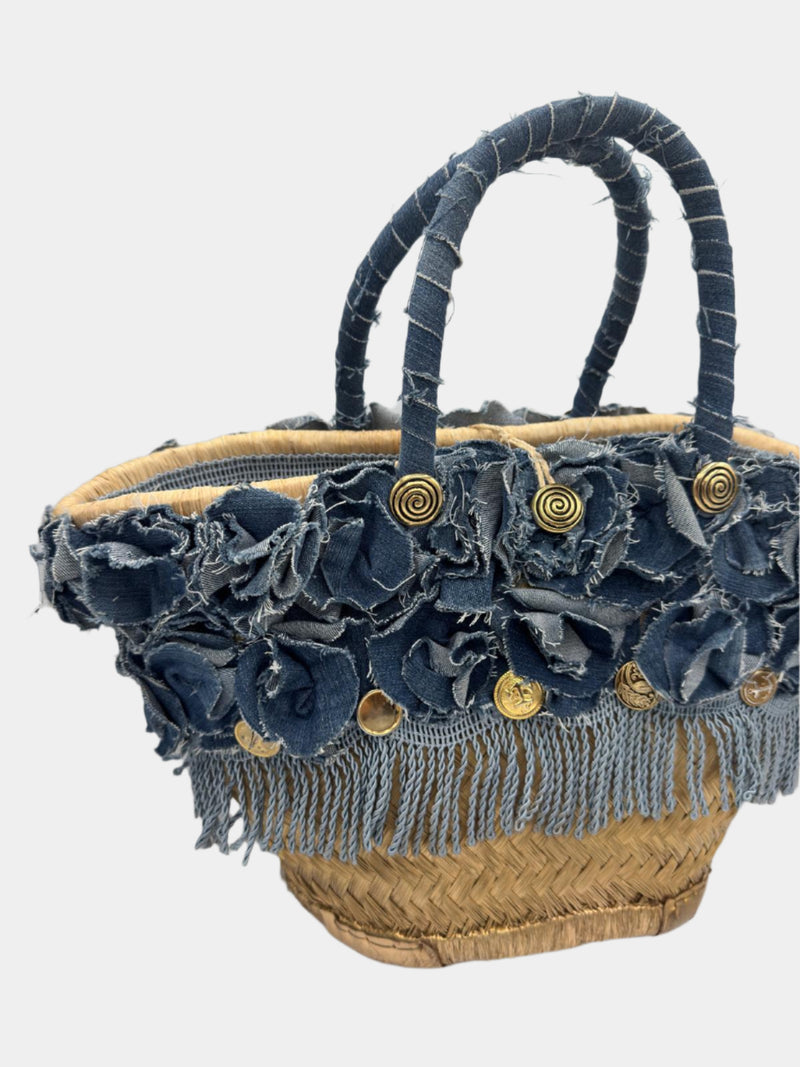 Borsa Coffa di Mirijana con dettagli denim e bottoni dorati