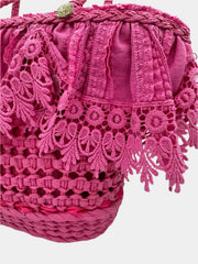 Borsa Coffa con pizzo fucsia e dettagli oro e Frida Kahlo - Fashion Loft
