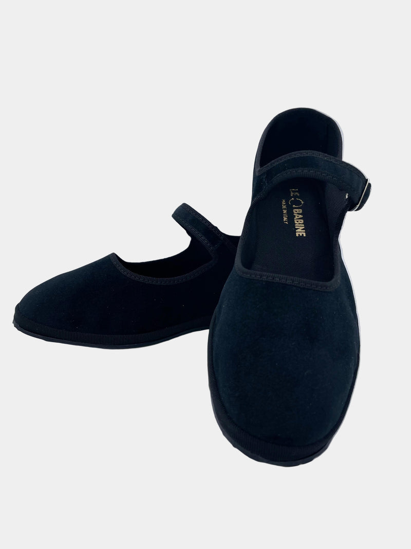 Nero - Le Babine Mary Jane - scarpa bassa in velluto con cinturino