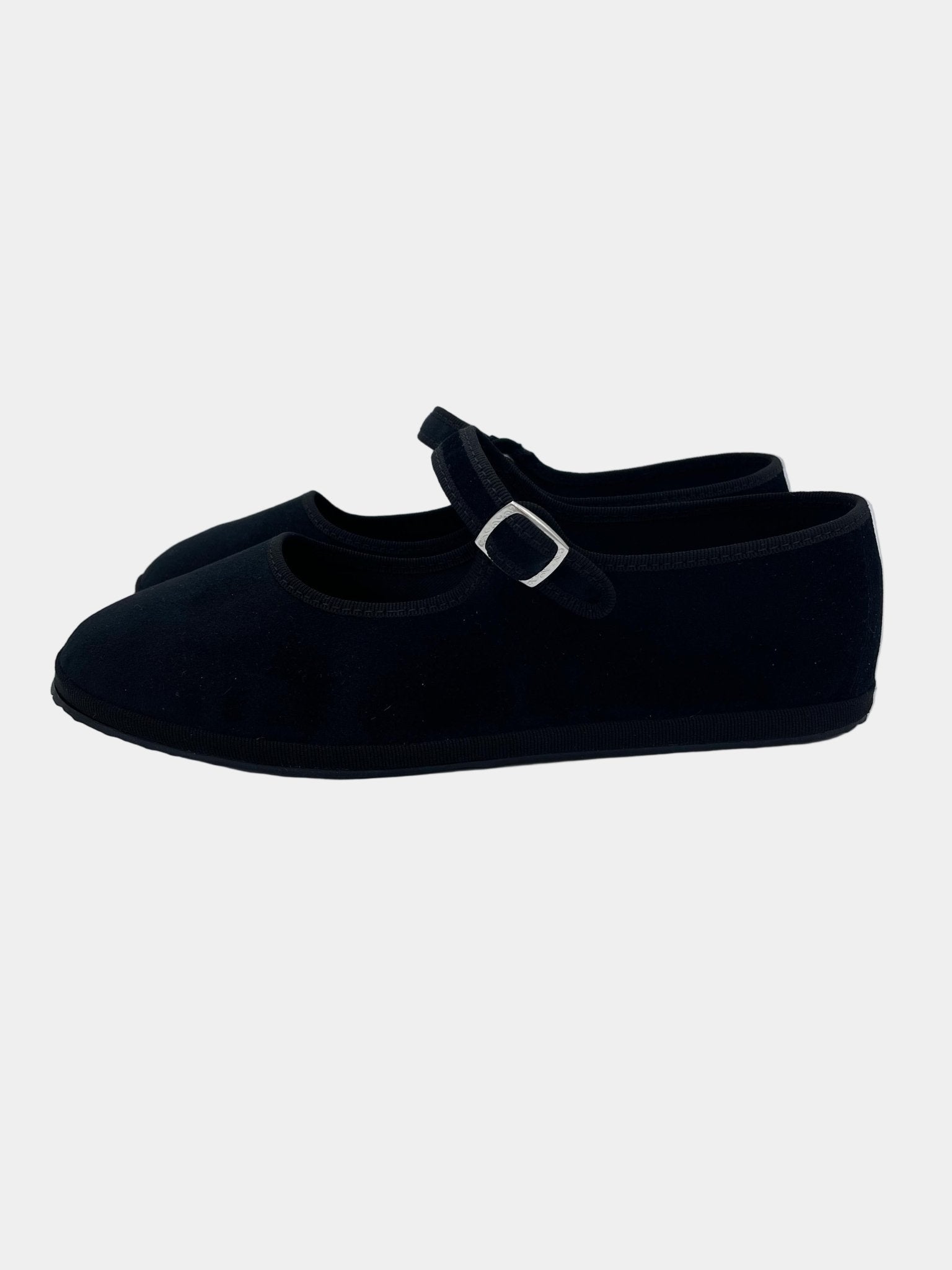 Nero - Le Babine Mary Jane - scarpa bassa in velluto con cinturino - Fashion Loft