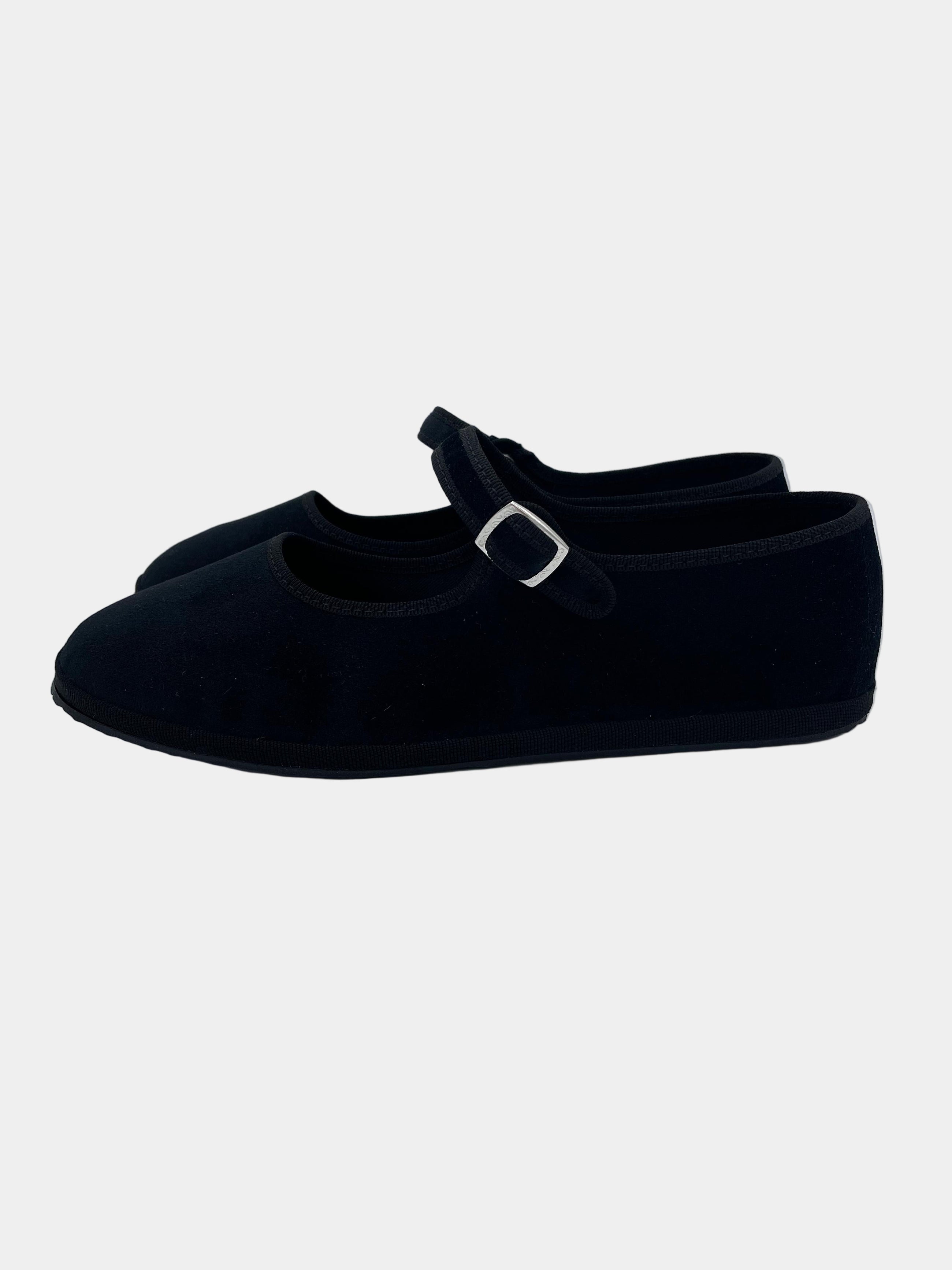 Nero - Le Babine Mary Jane - scarpa bassa in velluto con cinturino