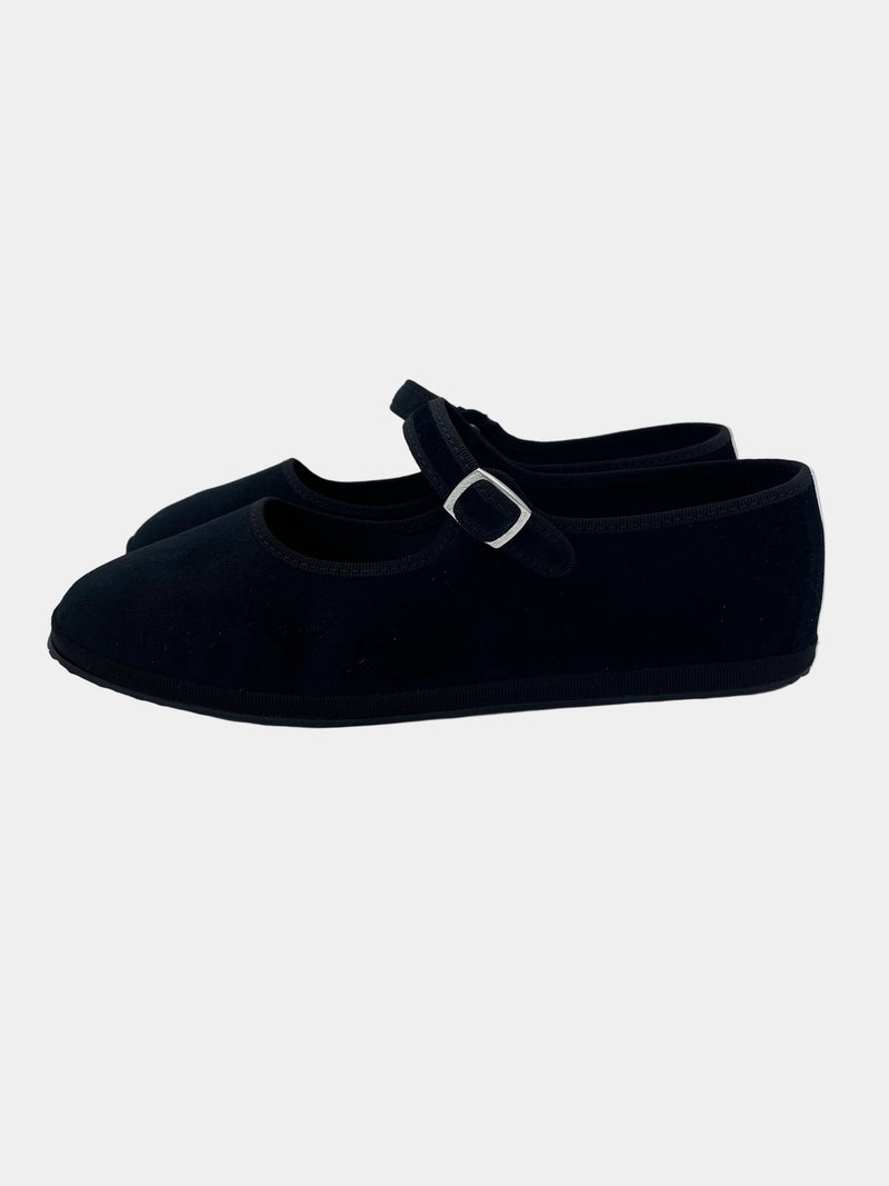 Nero - Le Babine Mary Jane - scarpa bassa in velluto con cinturino