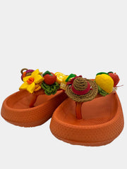 Flip - Flops modello alta color marrone con agrumi e zagara - Fashion Loft