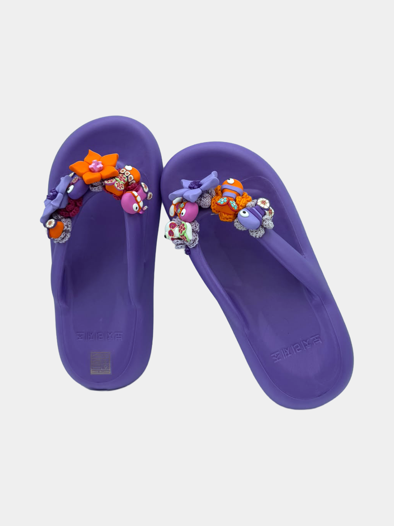 Flip-Flops Platform Viola Tropical Fish - vista 6 - infradito handmade BB Fashion Loft (BBFLIP37)