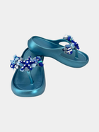 Flip-Flops Platform Azzurro Metallizzato Mare - vista 2 - infradito handmade BB Fashion Loft (BBFLIP38)
