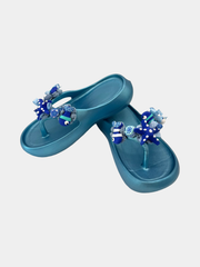 Flip-Flops Platform Azzurro Metallizzato Mare - vista 3 - infradito handmade BB Fashion Loft (BBFLIP38)